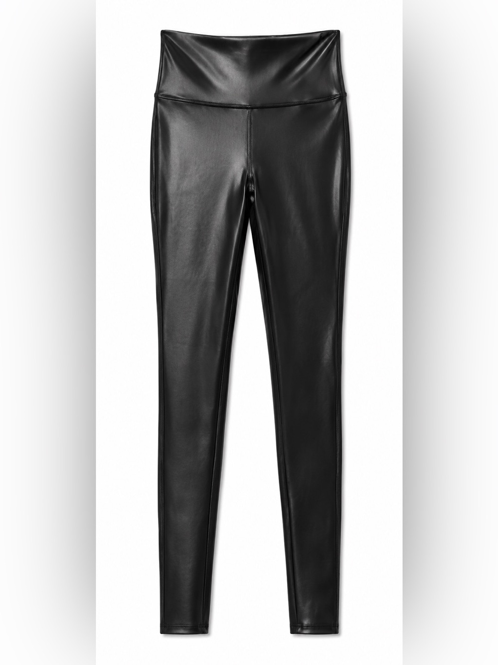 Spanx Faux Leather Effect Leggings Black High Rise Sculpting S Small Shiny